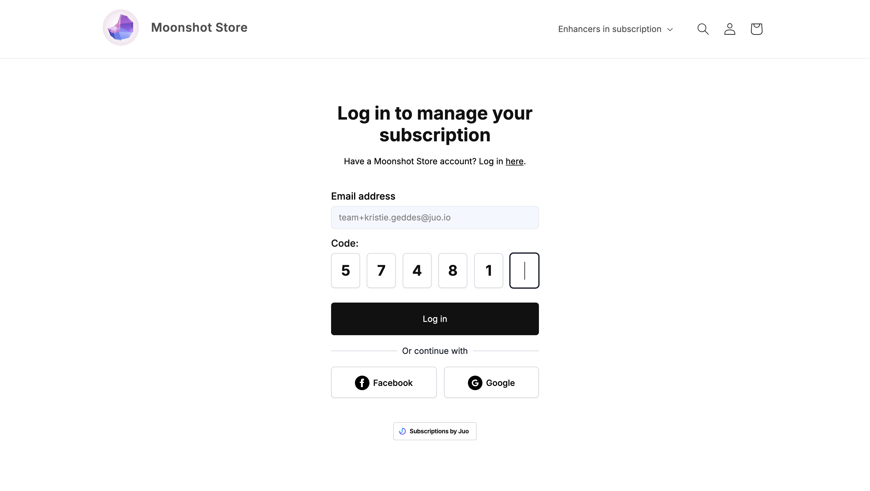 Customer Portal login - single-use code 