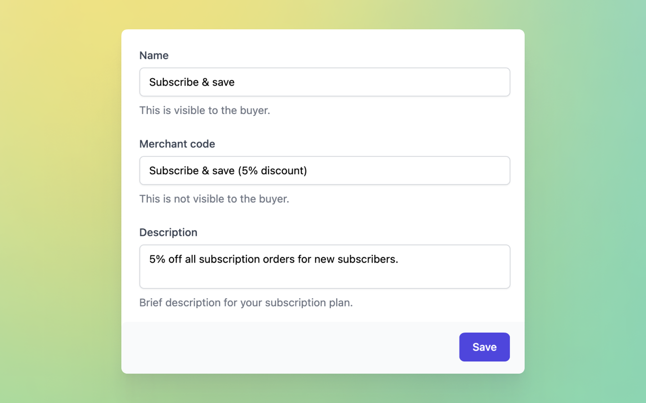 Subscribe and Save - Add subscription plan