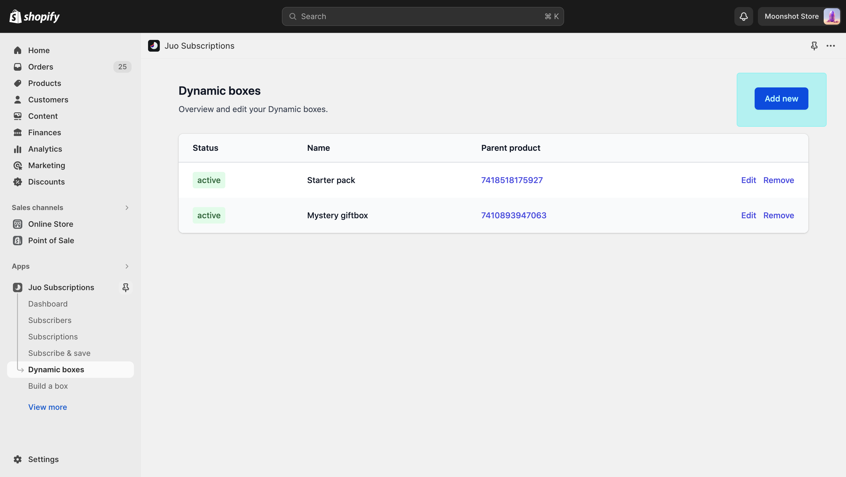 Dynamic box setup - Add new