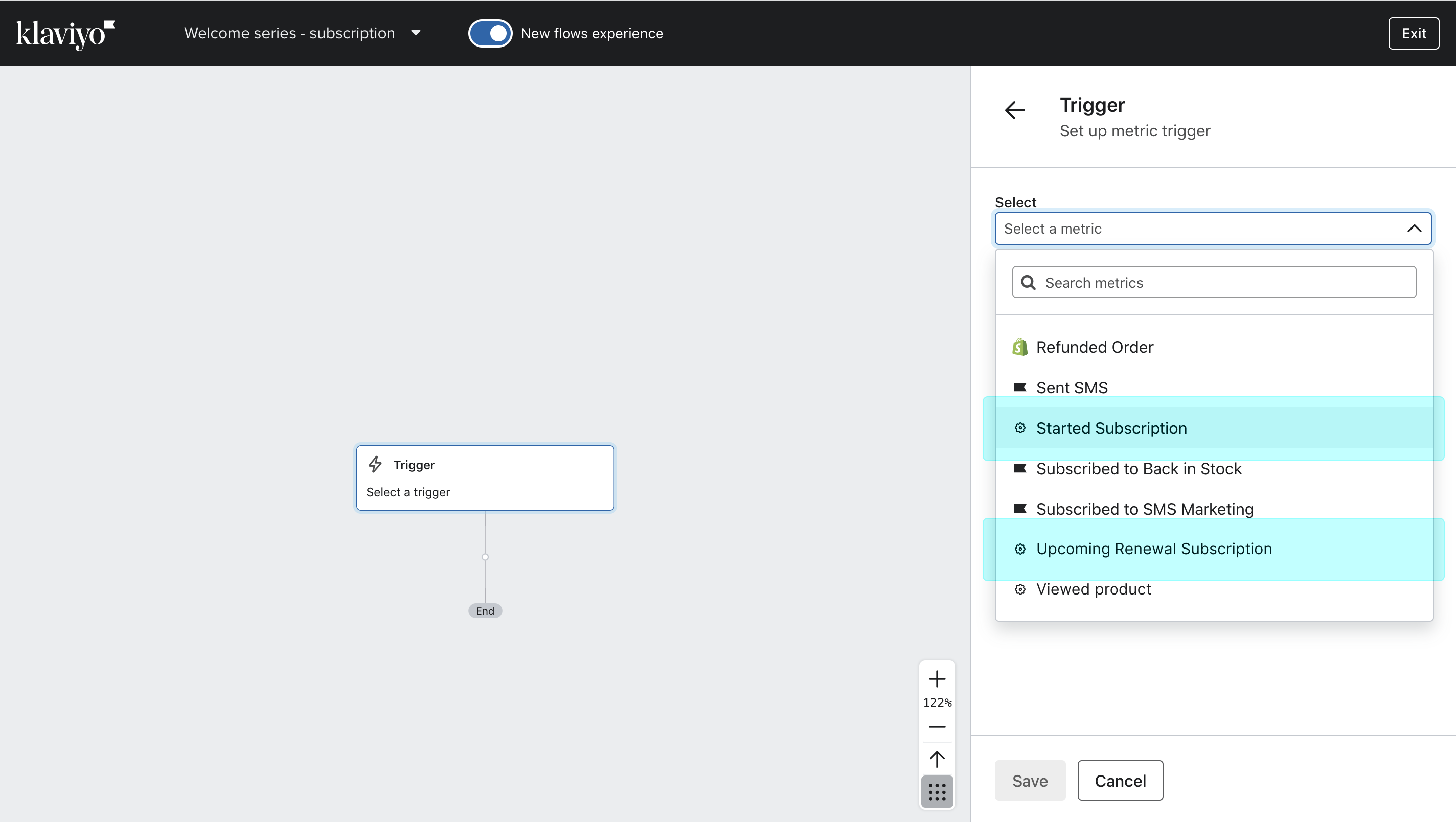 Klaviyo Flow editor - Trigger setup