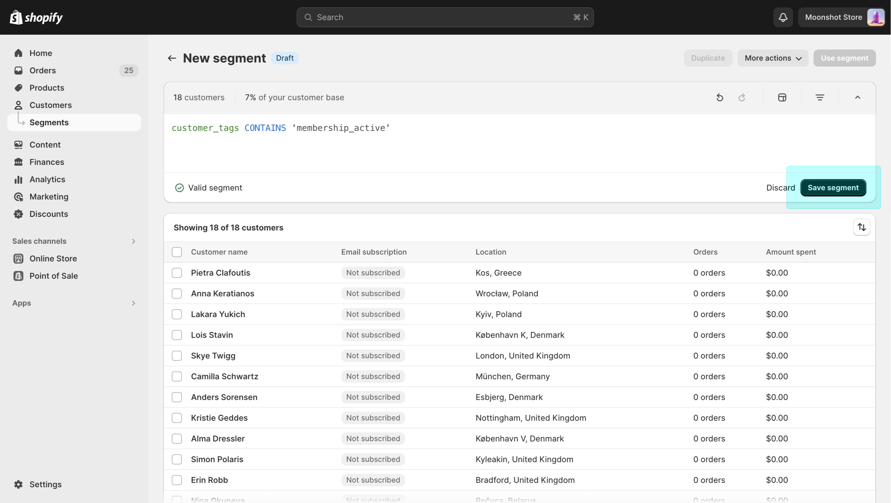 Membership setup - Segment creation