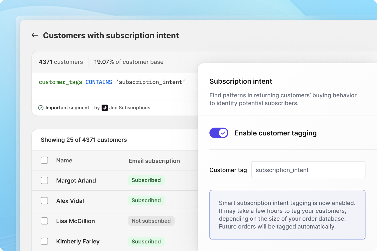 Subscription intent detection